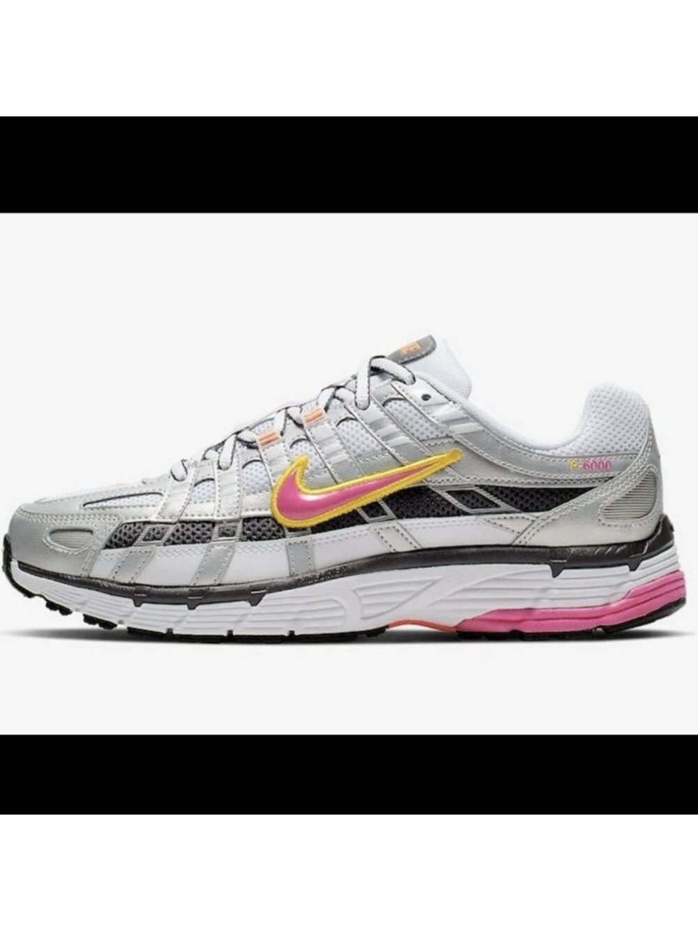 Nike P-6000 White Laser Fuchsia Pink Yellow BV1021-100 Women's Size 8 NBY